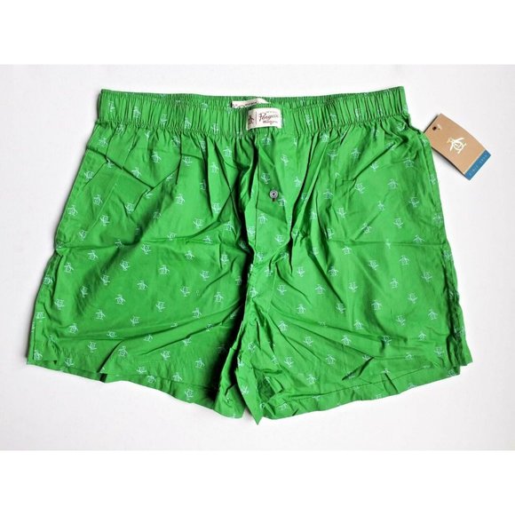 Original Penguin Men's Logo Printed Woven Boxer Short Grass Green ( XL ) - Picture 2 of 2